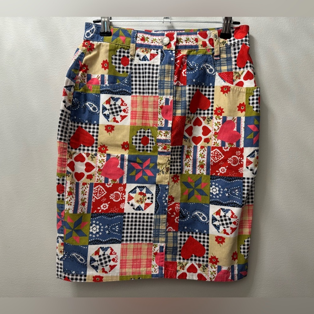 United Colours Of Benetton Vintage Patchwork Print Multicoloured Skirt
